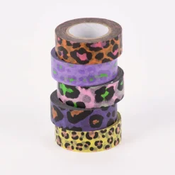 Rico Design Washi Tape 5er Set Leomuster bunt 5x10m