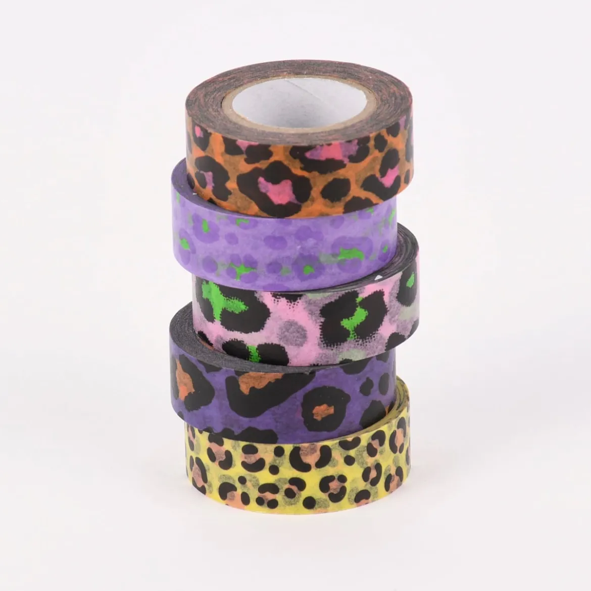 Rico Design Washi Tape 5er Set Leomuster bunt 5x10m