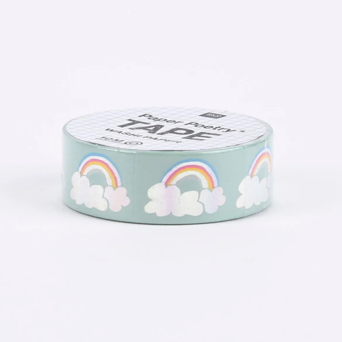 Rico Design Washi Tape Regenbogen irisierend hellblau bunt 1,5cmx10m