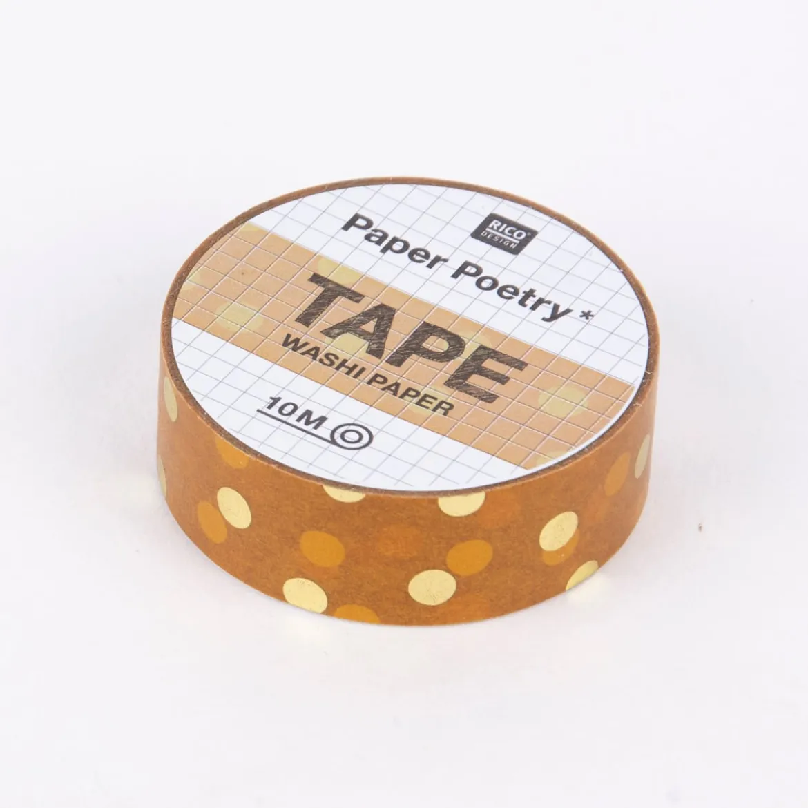 Rico Design Washi Tape Struktur Punkte senfgelb-gold 1,5cmx10m