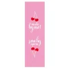 Rico Design 3x Webetikett Label MADE BY ME rosa mit roten Kirschen 20x80mm