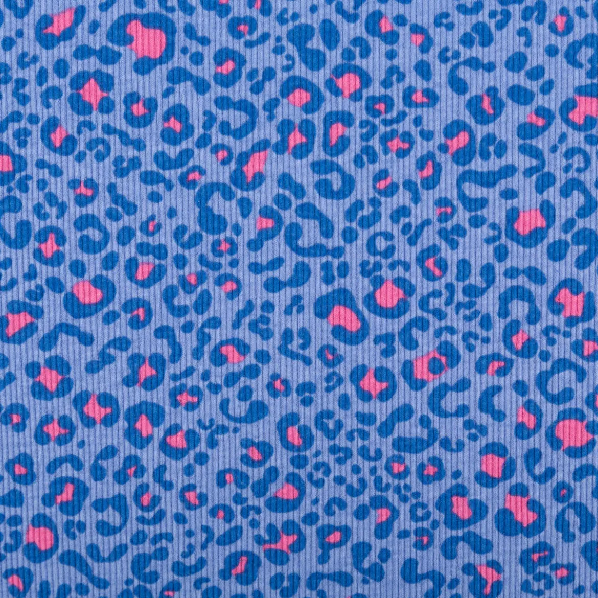 Rippjersey Rib Jersey Stoff Baumwolle Leo blau pink 1,2m Breite