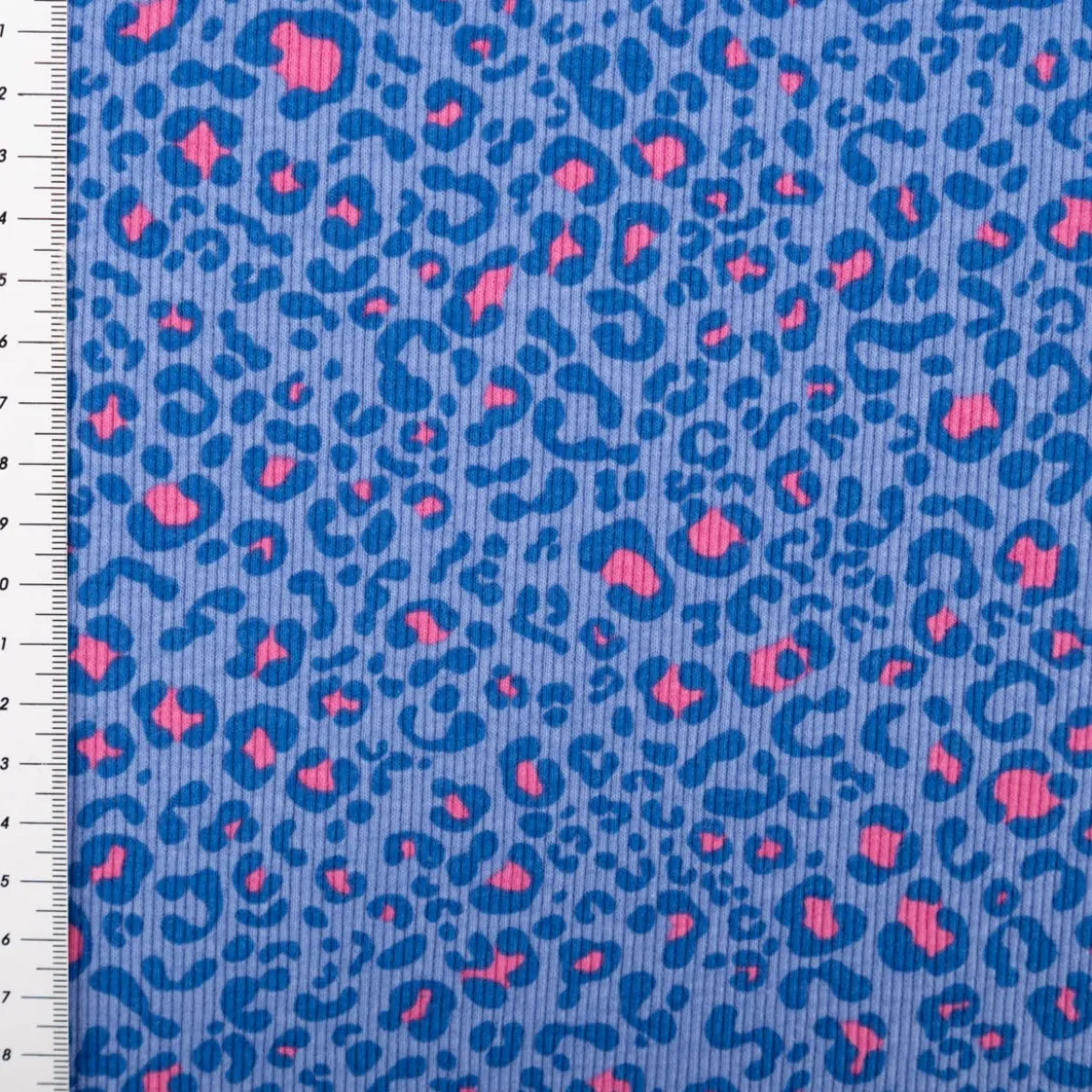 Rippjersey Rib Jersey Stoff Baumwolle Leo blau pink 1,2m Breite