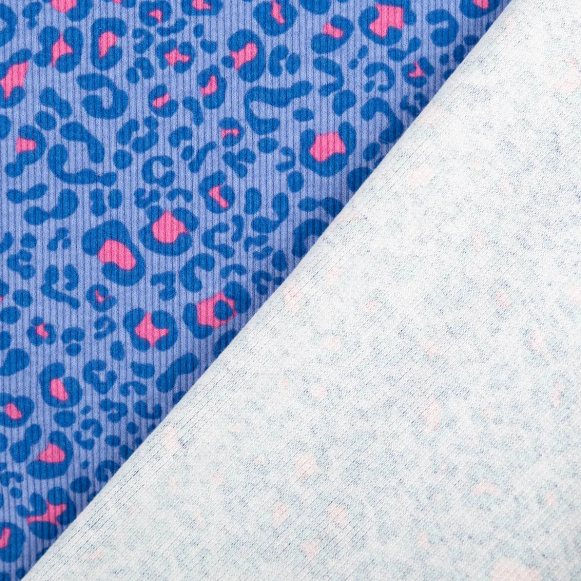 Rippjersey Rib Jersey Stoff Baumwolle Leo blau pink 1,2m Breite