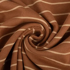 Rippjersey Stoff Streifen braun beige Baumwolle elastisch Meterware 120 cm