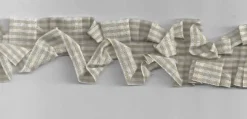 Rüschenband beidseitig kariert beige Breite: 3,5cm