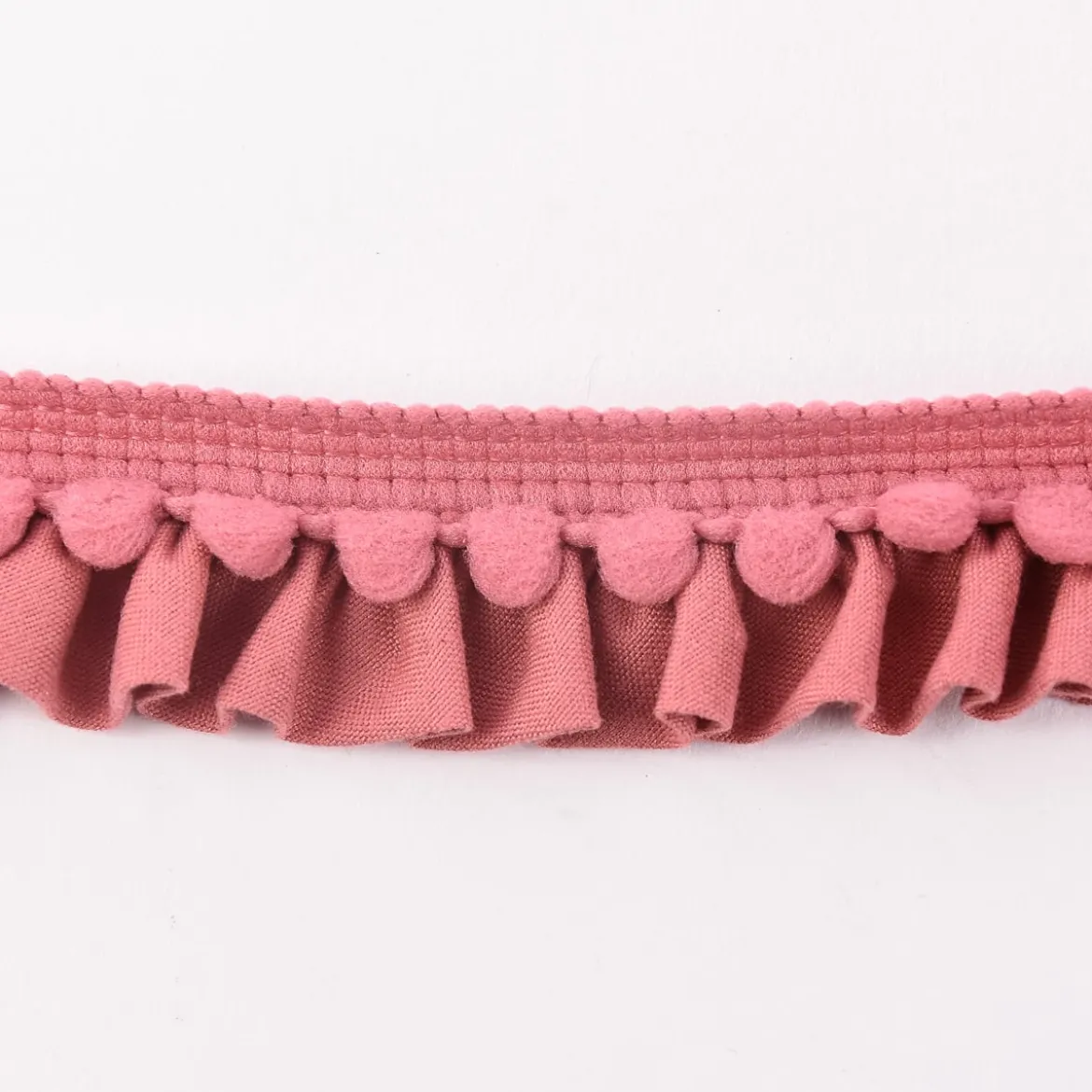 Rüschenband Borte mit Bommel altrosa Breite: 2,5cm