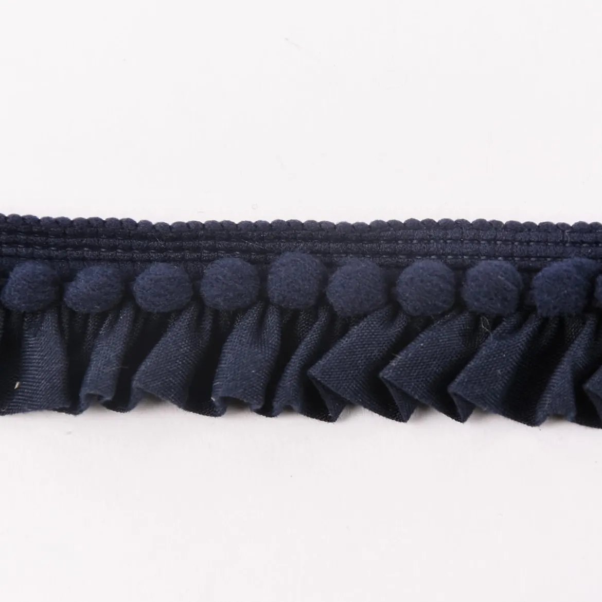 Rüschenband Borte mit Bommel dunkelblau Breite: 2,5cm