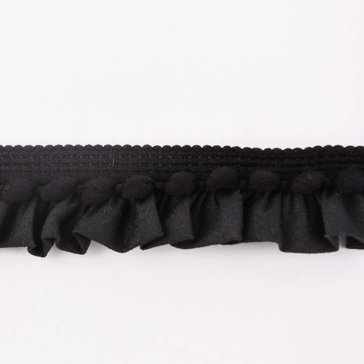 Rüschenband Borte mit Bommel schwarz Breite: 2,5cm