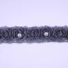 Rüschenband Tüll mit Perle grau Breite: 2cm