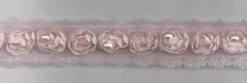 Rüschenband Tüll mit Perle rosa Breite: 2cm