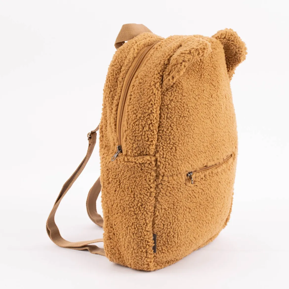 Rucksack Teddyplüsch einfarbig hellbraun 23x33x10cm