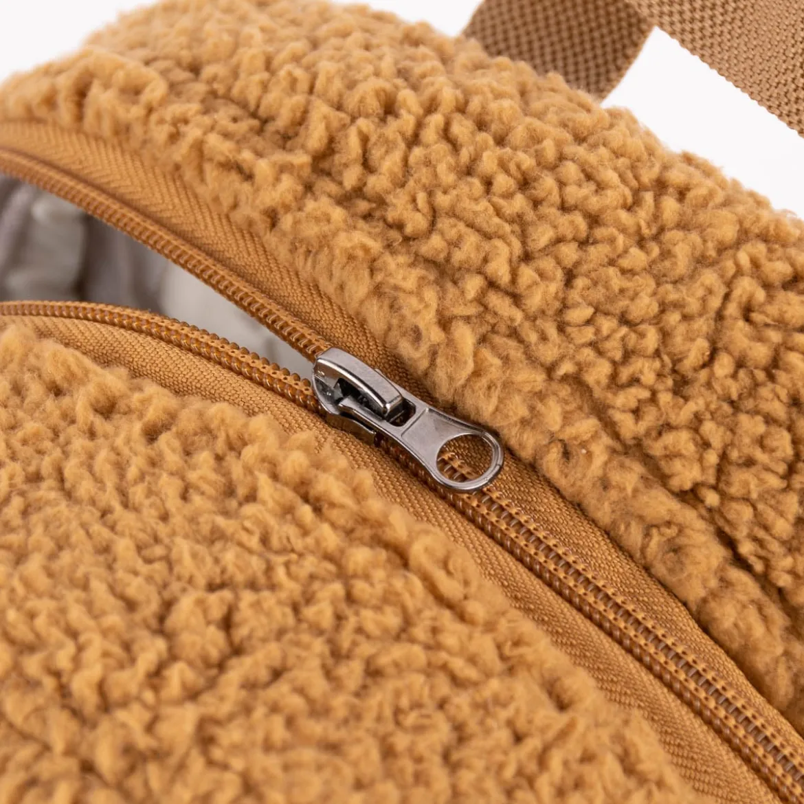 Rucksack Teddyplüsch einfarbig hellbraun 23x33x10cm