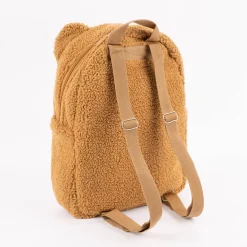 Rucksack Teddyplüsch einfarbig hellbraun 23x33x10cm