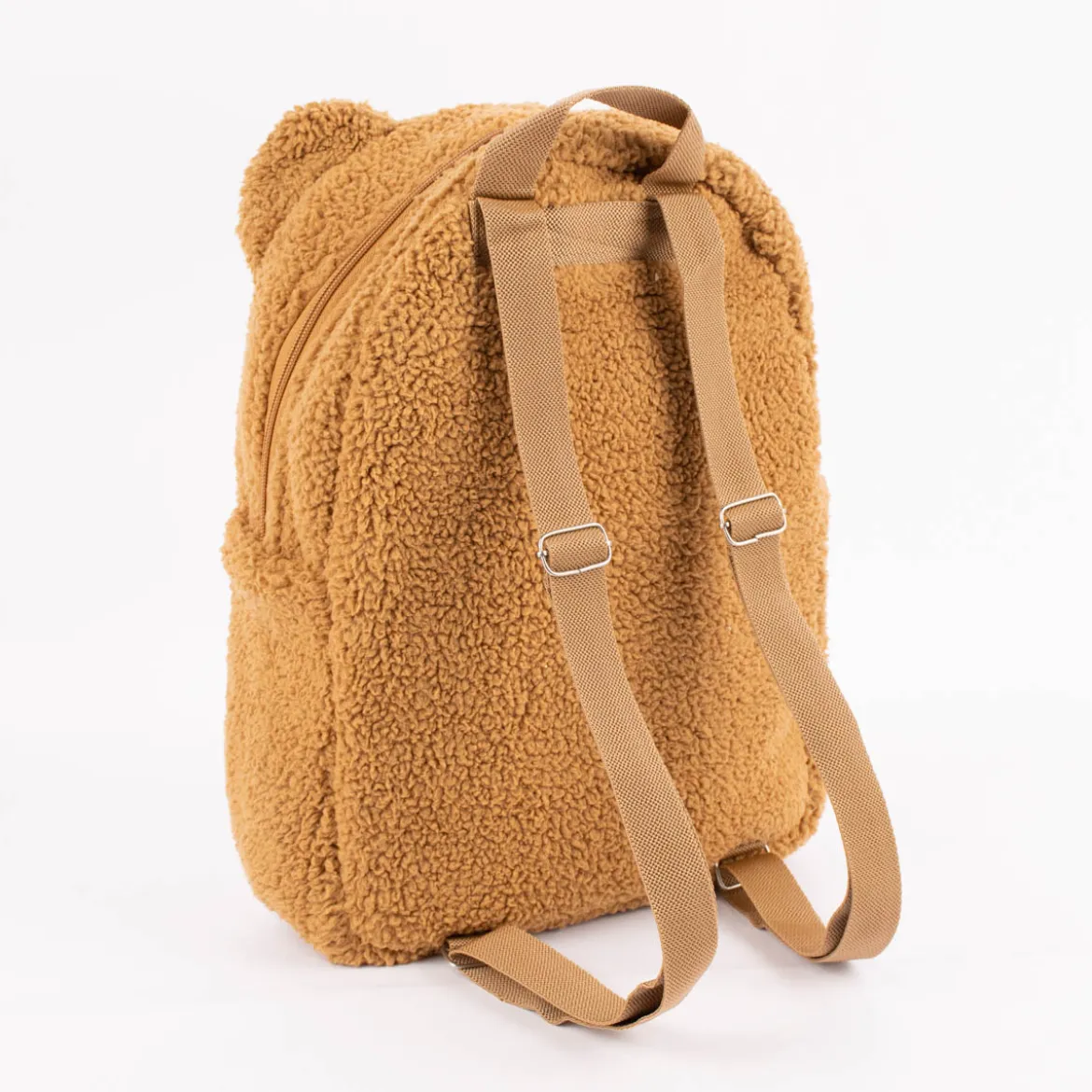 Rucksack Teddyplüsch einfarbig hellbraun 23x33x10cm