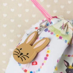 Rucksack Turn-Beutel Kids mit Kordeln Hase weiß rosa 36x40cm
