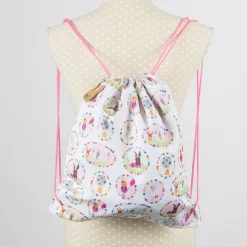 Rucksack Turn-Beutel Kids mit Kordeln Hase weiß rosa 36x40cm