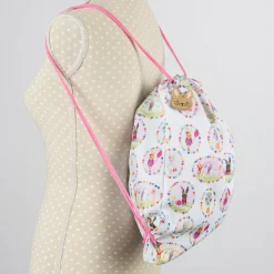 Rucksack Turn-Beutel Kids mit Kordeln Hase weiß rosa 36x40cm