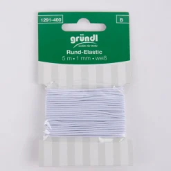 Rund-Elastikband Rund-Gummiband Schnurgummi 1mm weiß 5m