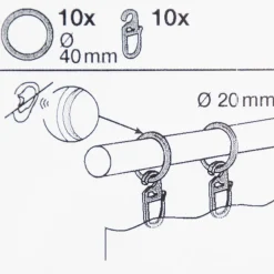 Rundringe 20mm inkl. Einlage und Falthaken Ø40mm 10 Stück schwarz