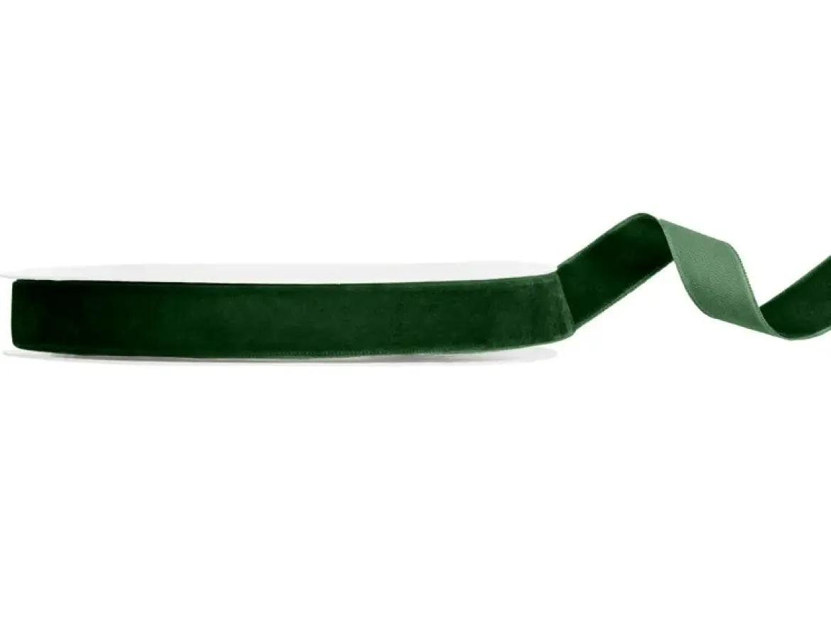 Samtband grün 15mm breit 1 Rolle mit 10m Dekoband & Geschenkband