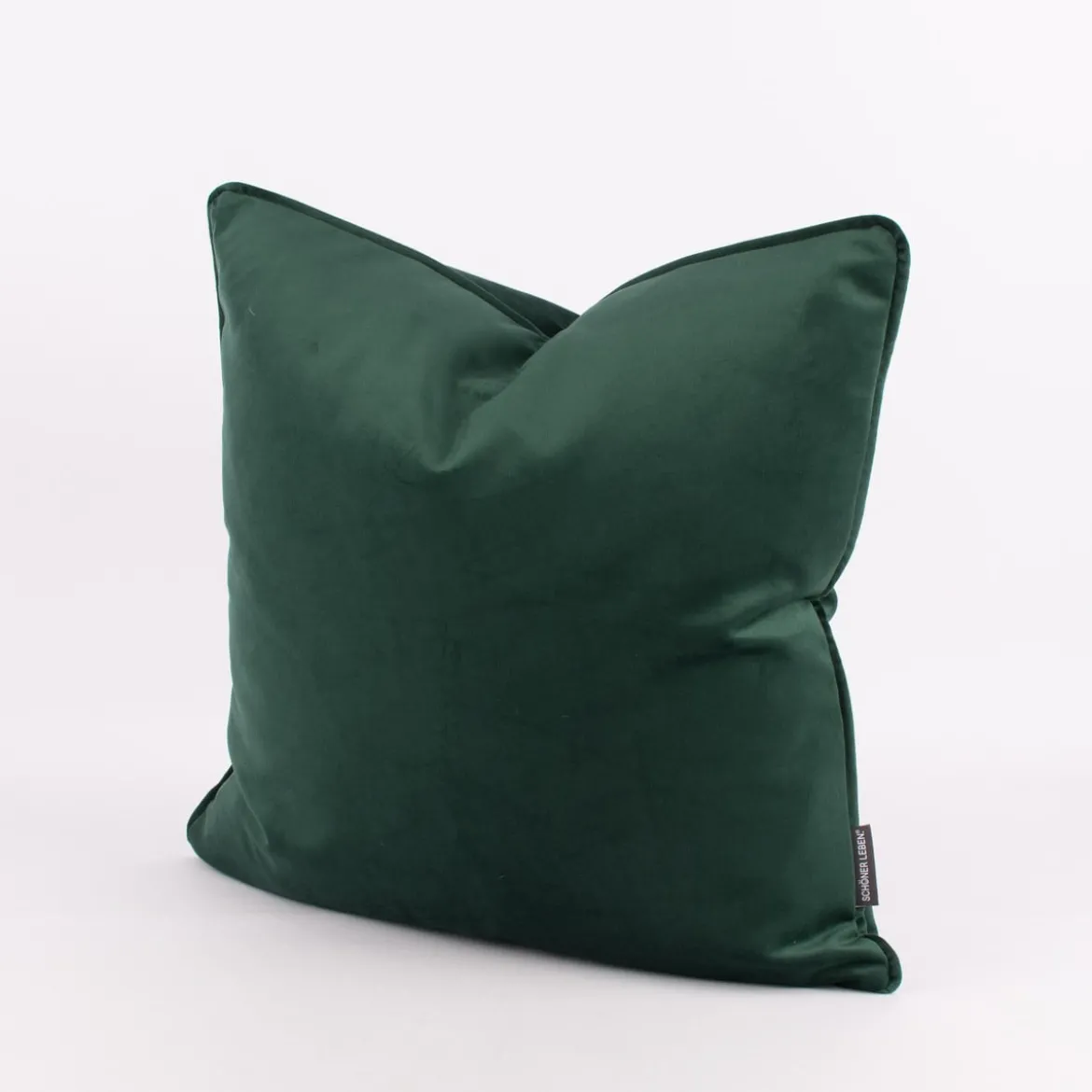 Samtkissen LeVelvet mit Kederumrandung und Federfüllung smaragdgrün 50x50cm von SCHÖNER LEBEN.