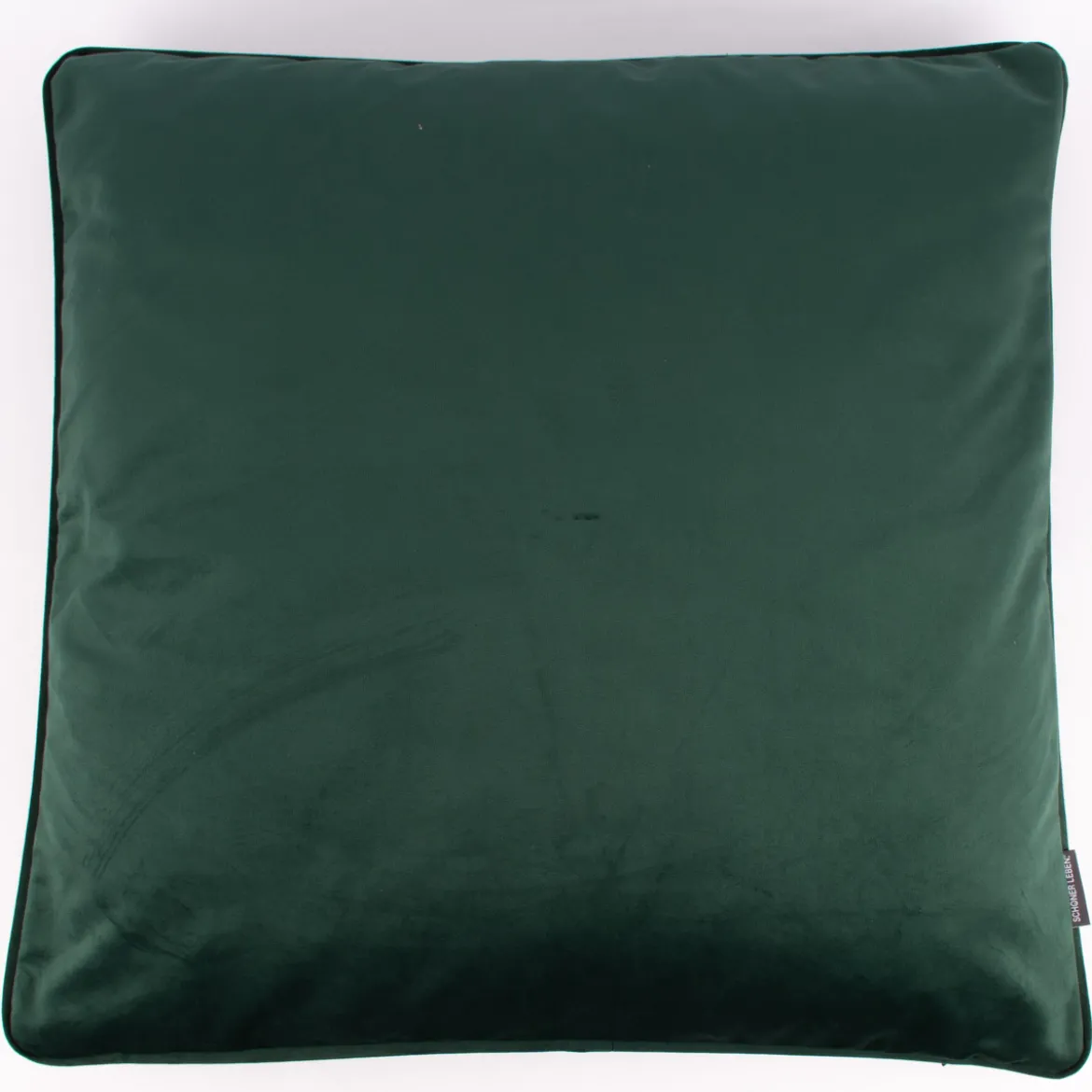 Samtkissen LeVelvet mit Kederumrandung und Federfüllung smaragdgrün 70x70cm von SCHÖNER LEBEN.