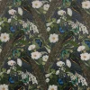 Samtstoff Dekostoff Velvet Deluxe Samt Pfau Blüten petrol 1,4m Breite