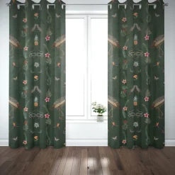 Samtstoff Dekostoff Velvet Deluxe Samt Tropical Ananas Vögel Blumen grün braun bunt 1,4m