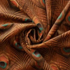 Samtstoff Dekostoff Velvet Deluxe Samt Pfauenauge Pfauenfeder ocker gold 1,4m Breite
