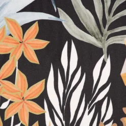 Samtstoff Dekostoff Velvet Digitaldruck Art Deco Blätter Formen schwarz orange 1,50m