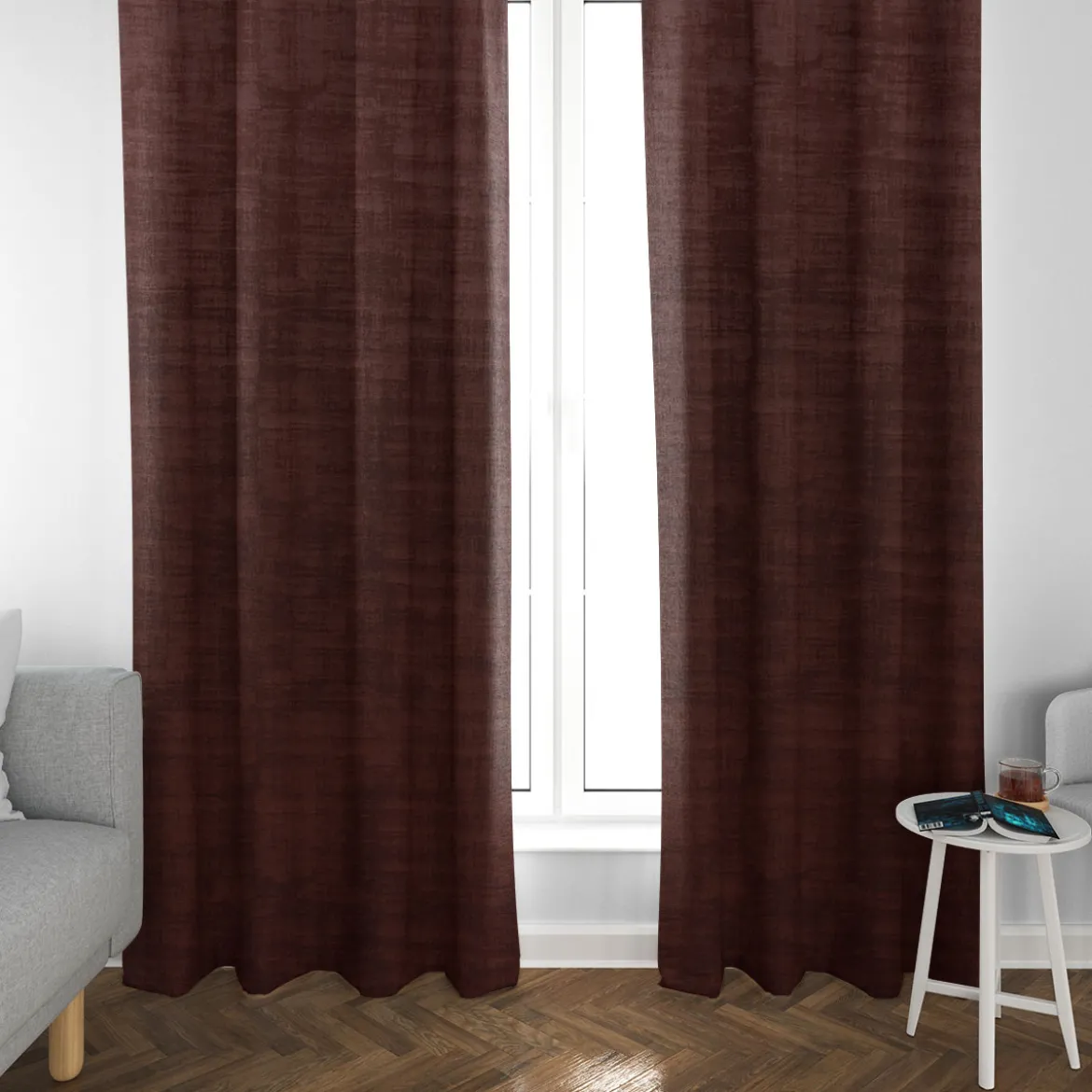 Samtstoff Dekostoff Velvet Marble Samt mit Struktur uni bordeaux rot 1,40m Breite