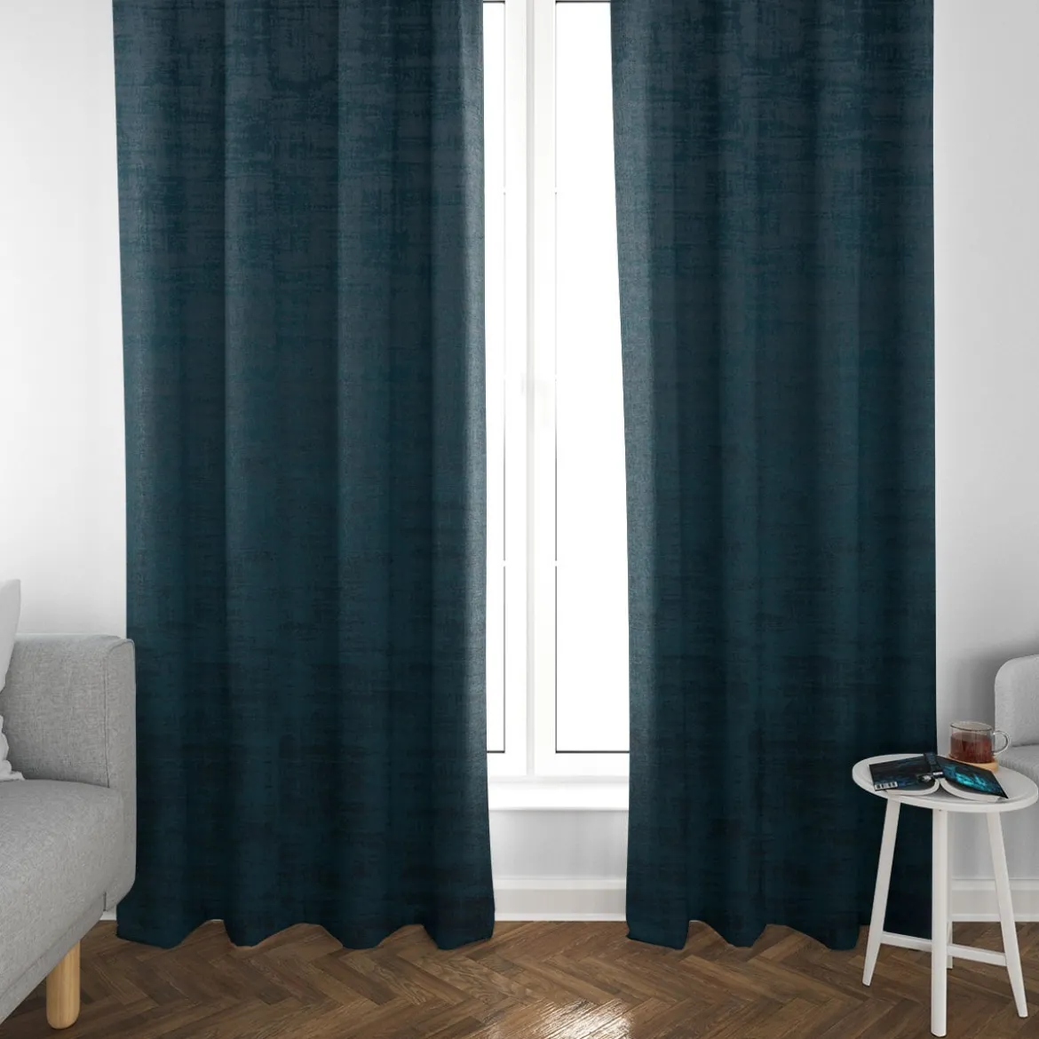 Samtstoff Dekostoff Velvet Marble Samt mit Struktur uni blau 1,40m Breite
