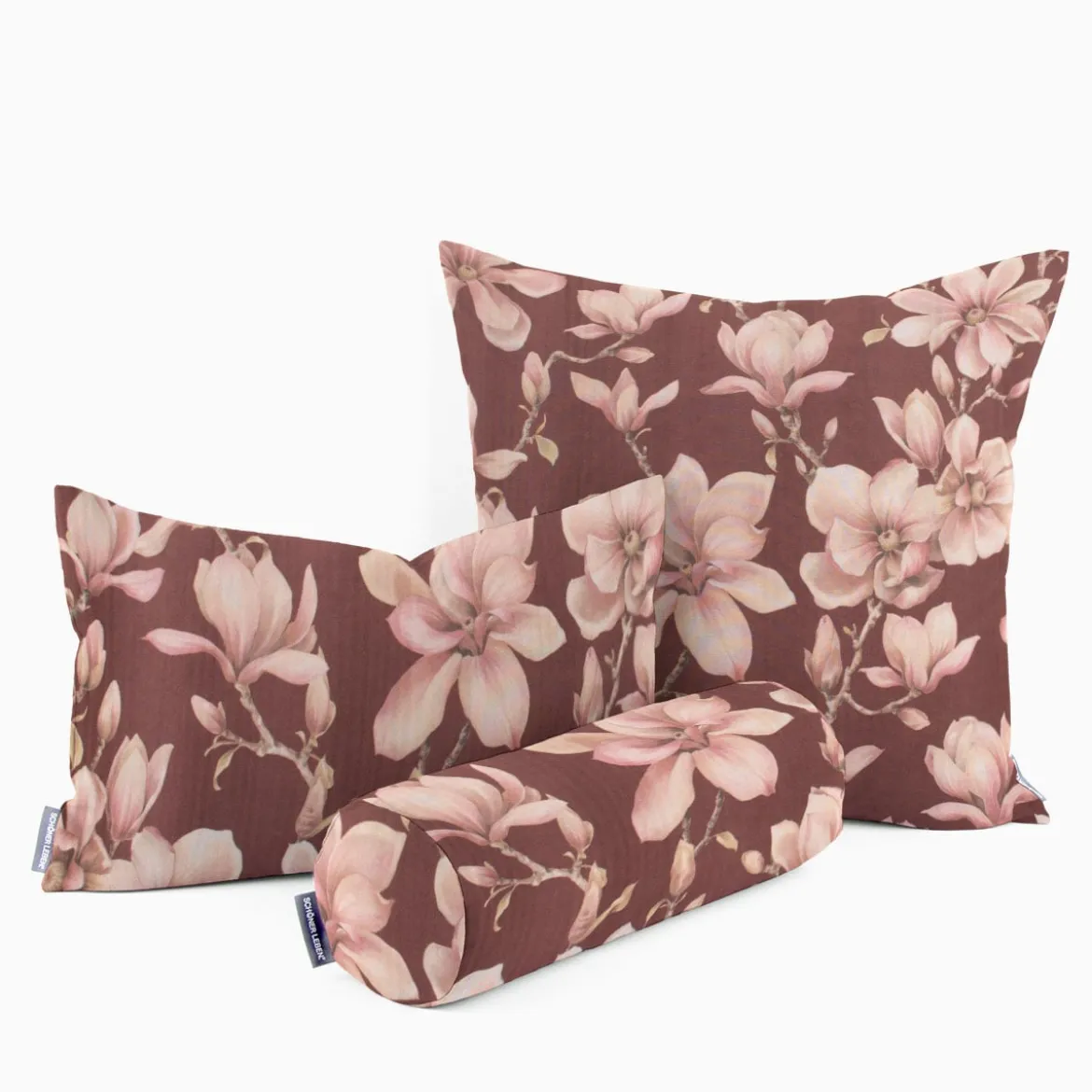 Samtstoff Polsterstoff Deko Velvet Deluxe Sweet Magnolia Magnolien bordeaux rosa 1,40m