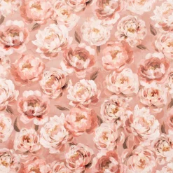 Samtstoff Polsterstoff Deko Velvet Deluxe Romantic Peony Dream Pfingstrosen rosa 1,40m