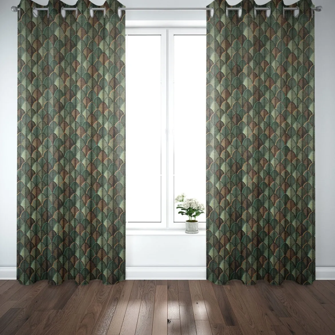 Samtstoff Polsterstoff Deko Velvet Deluxe Scale Leaf Struktur Blätter Schuppen grün braun 1,40m