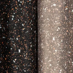 Samtstoff Polsterstoff Dekostoff Velvet Digitaldruck Terrazzo schwarz orange 1,50m