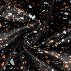 Samtstoff Polsterstoff Dekostoff Velvet Digitaldruck Terrazzo schwarz orange 1,50m