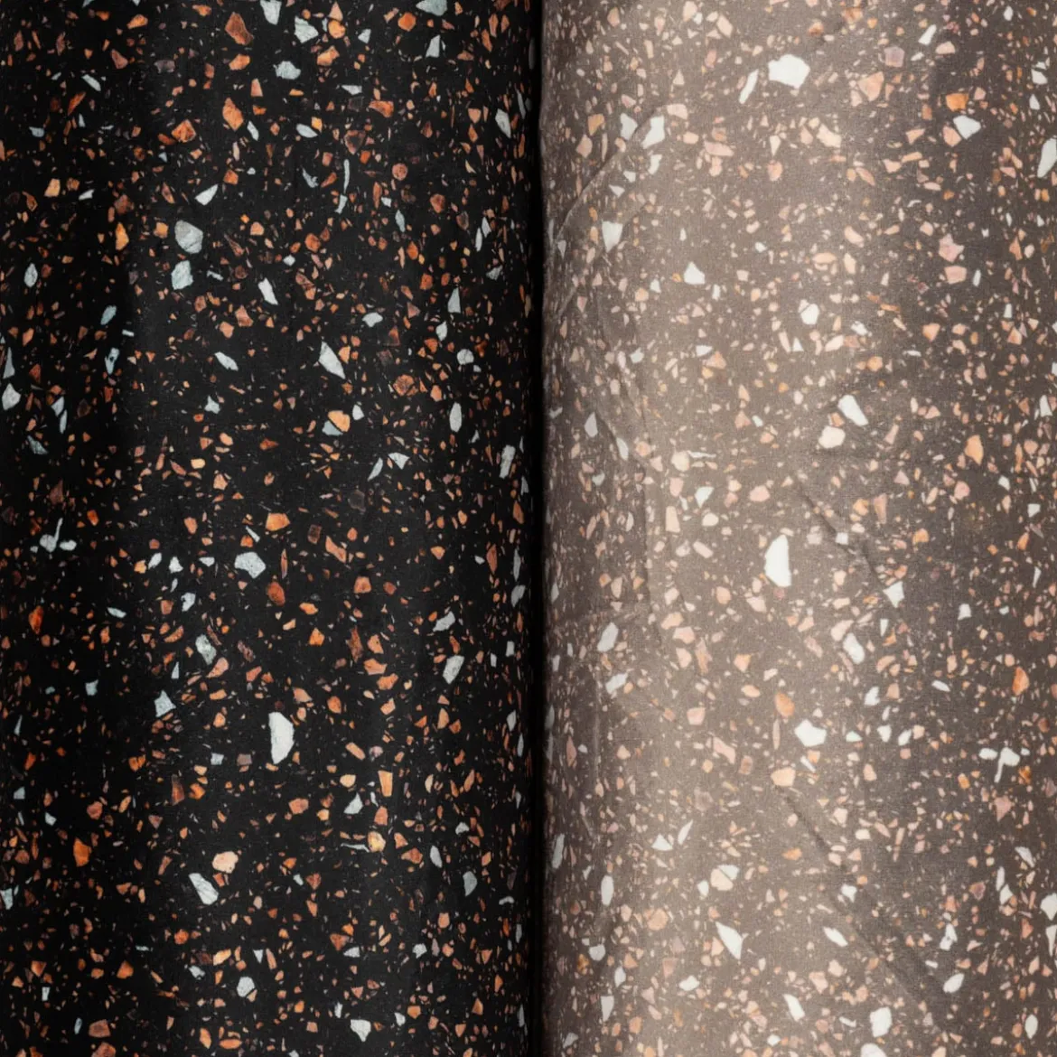 Samtstoff Polsterstoff Dekostoff Velvet Digitaldruck Terrazzo taupe rosa 1,50m