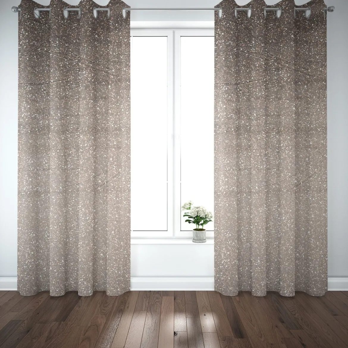 Samtstoff Polsterstoff Dekostoff Velvet Digitaldruck Terrazzo taupe rosa 1,50m