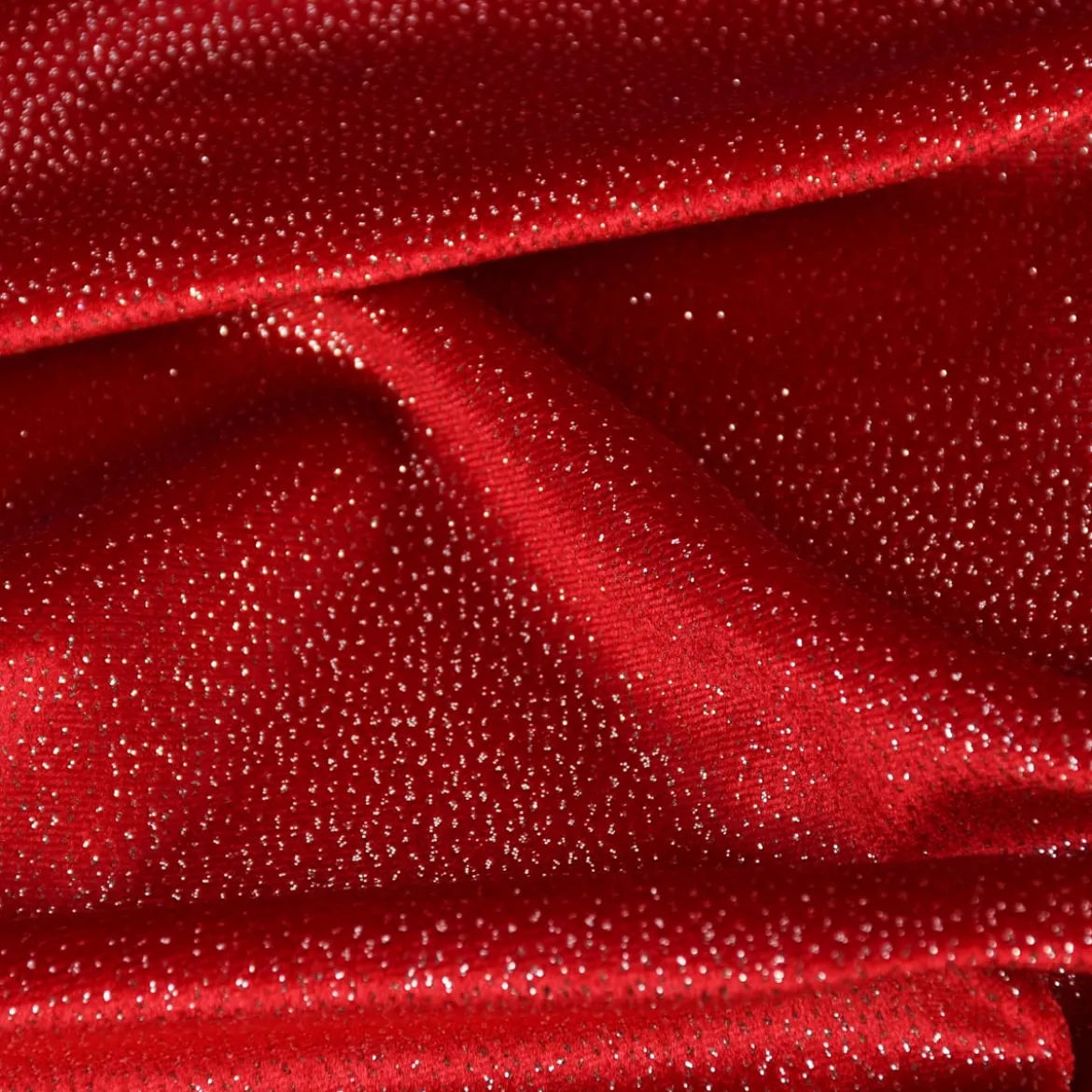 Samtstoff Stretchsamt Glitzer rot silberfarbig 1,5m Breite