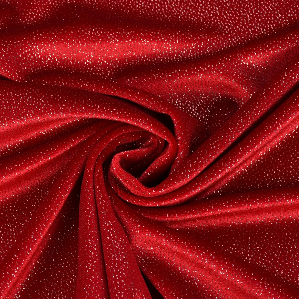 Samtstoff Stretchsamt Glitzer rot silberfarbig 1,5m Breite