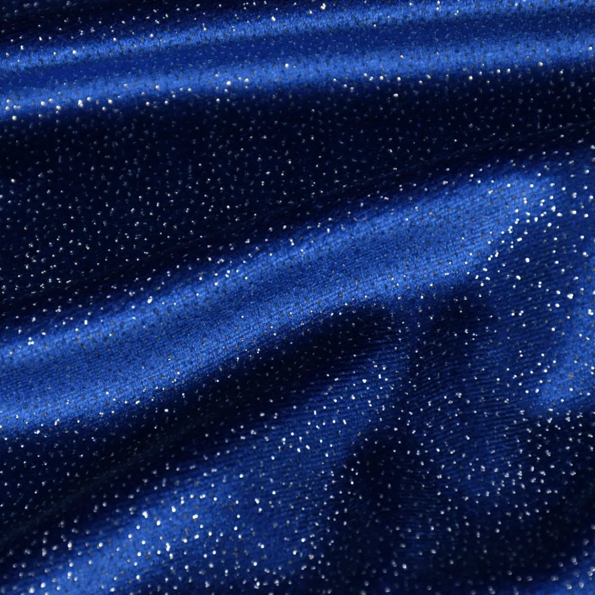 Samtstoff Stretchsamt Glitzer blau silberfarbig 1,5m Breite
