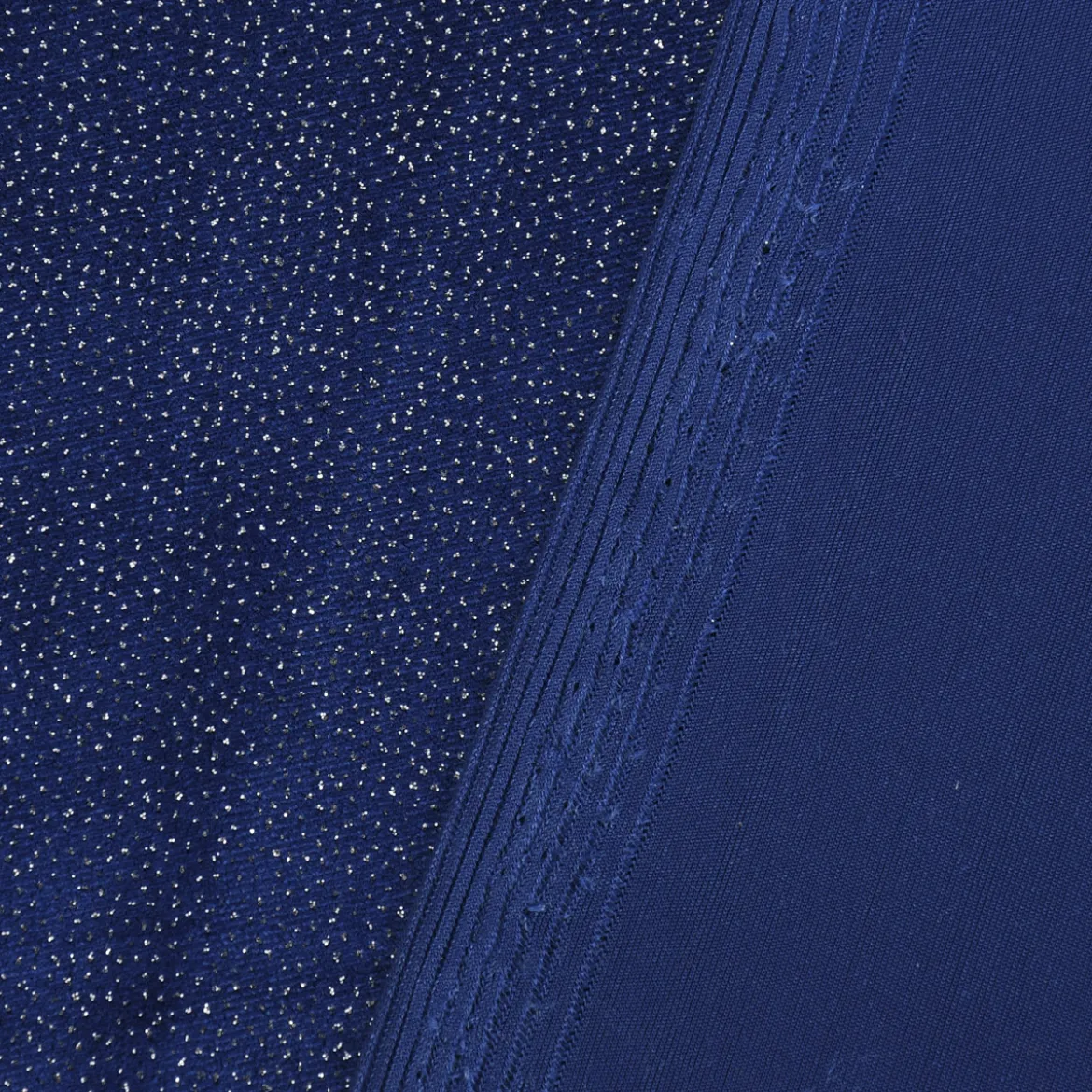 Samtstoff Stretchsamt Glitzer blau silberfarbig 1,5m Breite