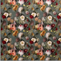 Samtstoff Vorhangstoff Velvet Samt Digitaldruck Vintage Rosen Blumen mint bunt 1,40m