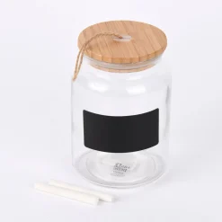 Sass & Belle Aufbewahrungsglas mit Bambusdeckel und Beschriftungsschild 10,5x16cm