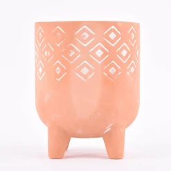 Sass & Belle Übertopf auf Füßen Prägemotiv Terracotta weiß 12,5x16cm