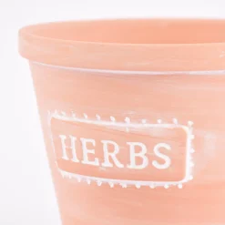 Sass & Belle Übertopf mit Untersetzer Herbs Terracotta weiß 12,5x11,5cm