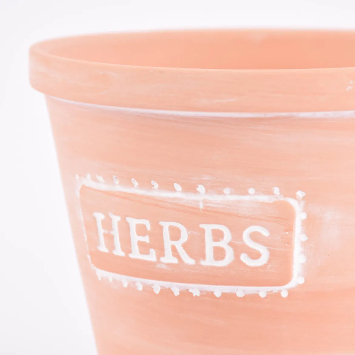 Sass & Belle Übertopf mit Untersetzer Herbs Terracotta weiß 12,5x11,5cm