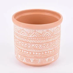 Sass & Belle Übertopf Prägemotiv Terracotta weiß 13,5x13cm